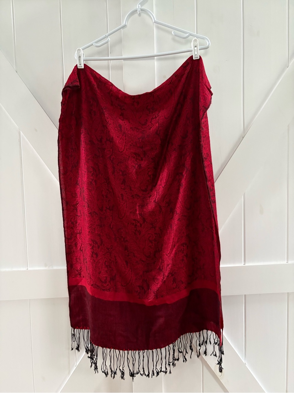 Pashmina Red Paisley Shawl Wrap Fringe Scarf